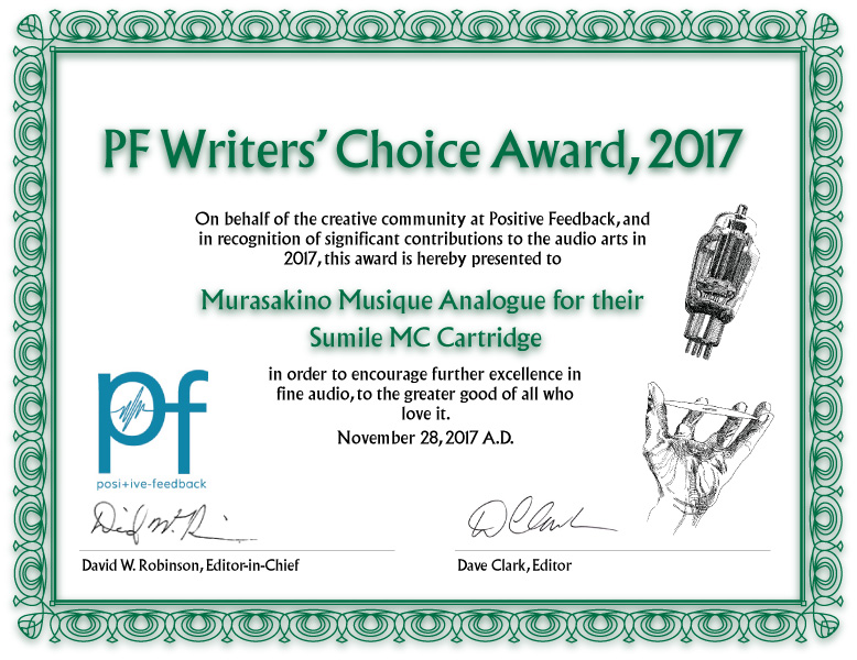 MC Cartridge “Sumile” received the PF Writers Choice Awards 2017.